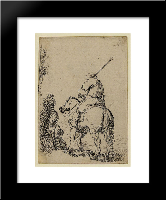 Turbaned Soldier On Horseback 20x24 Black Modern Wood Framed Art Print Poster by Rembrandt