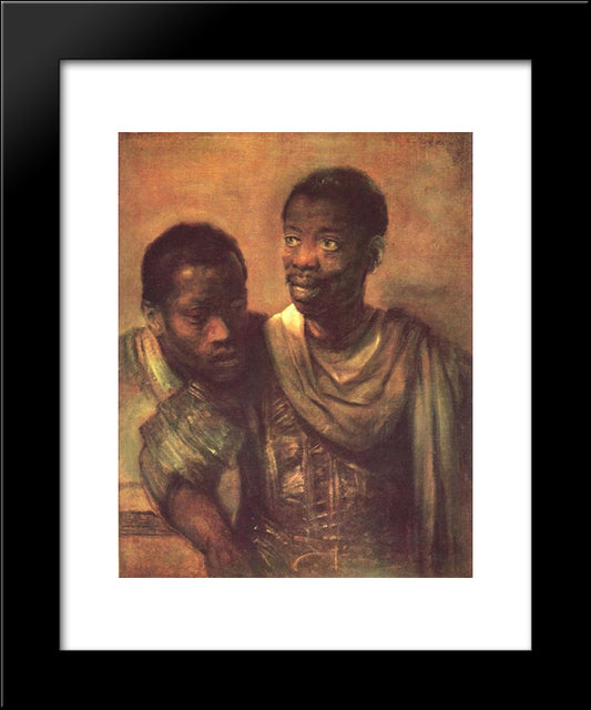 Two Negroes 20x24 Black Modern Wood Framed Art Print Poster by Rembrandt