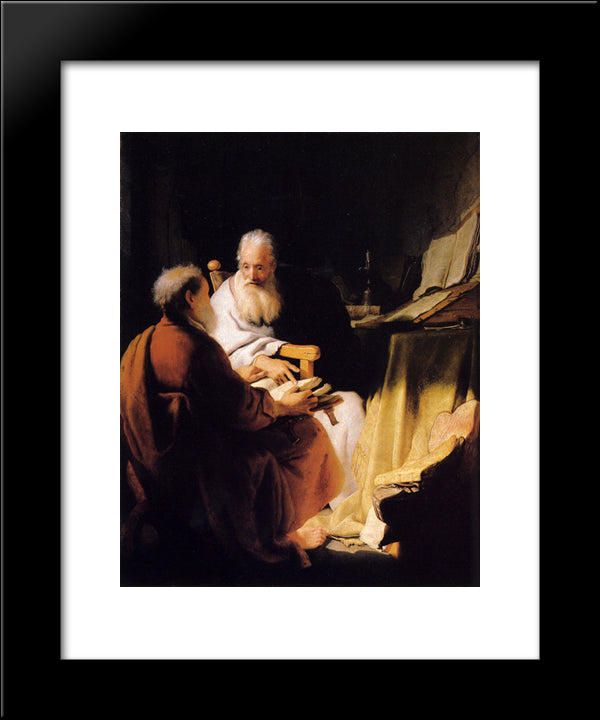 Two Old Men Disputing 20x24 Black Modern Wood Framed Art Print Poster by Rembrandt