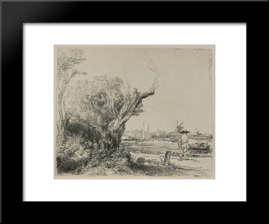 View Of Omval, Near Amsterdam 20x24 Black Modern Wood Framed Art Print Poster by Rembrandt