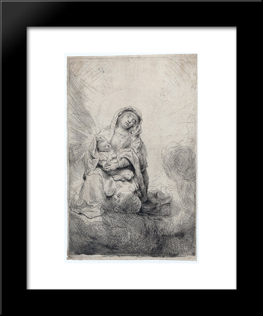 Virgin And Child In The Clouds 20x24 Black Modern Wood Framed Art Print Poster by Rembrandt