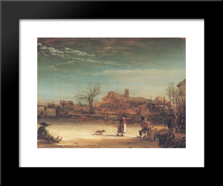 Winter Landscape 20x24 Black Modern Wood Framed Art Print Poster by Rembrandt