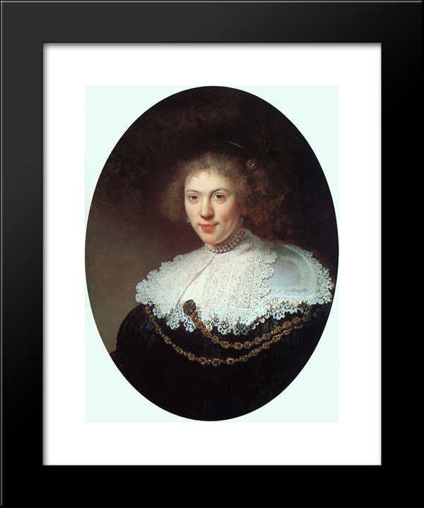 Woman Wearing A Gold Chain 20x24 Black Modern Wood Framed Art Print Poster by Rembrandt