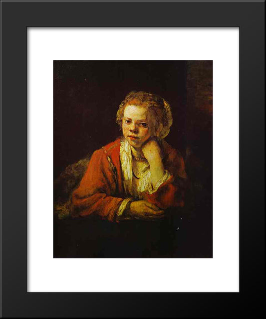 Young Girl At The Window 20x24 Black Modern Wood Framed Art Print Poster by Rembrandt