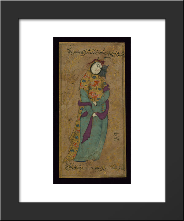 A Lady With A Fan 20x24 Black Modern Wood Framed Art Print Poster by Abbasi, Reza