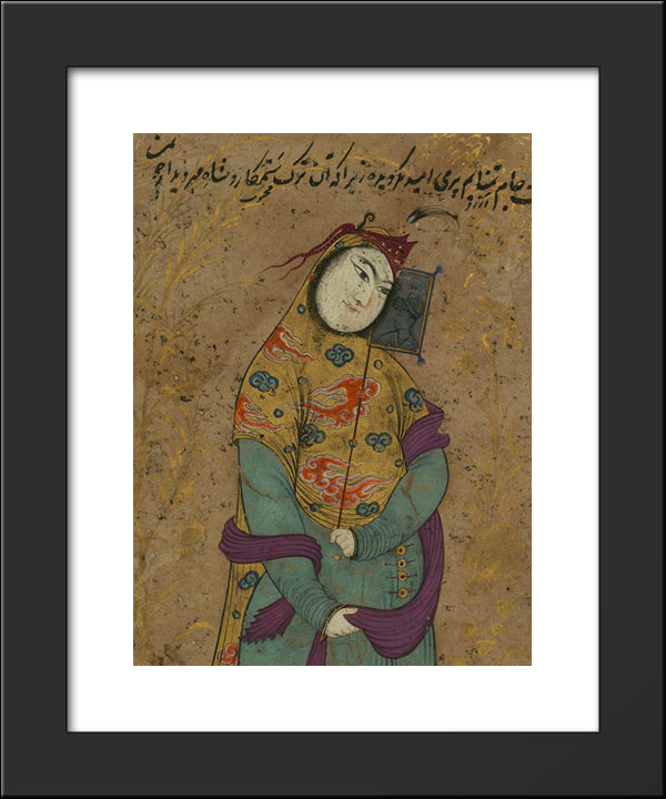 A Lady With A Fan (Detail) 20x24 Black Modern Wood Framed Art Print Poster by Abbasi, Reza