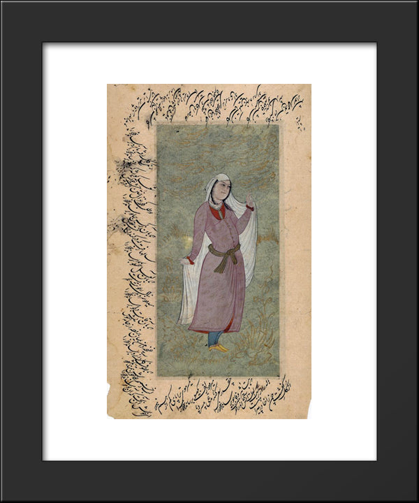 Young Woman In A White Wrap 20x24 Black Modern Wood Framed Art Print Poster by Abbasi, Reza