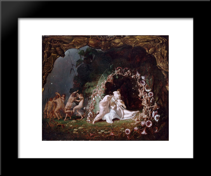 Titania Sleeping 20x24 Black Modern Wood Framed Art Print Poster by Dadd, Richard