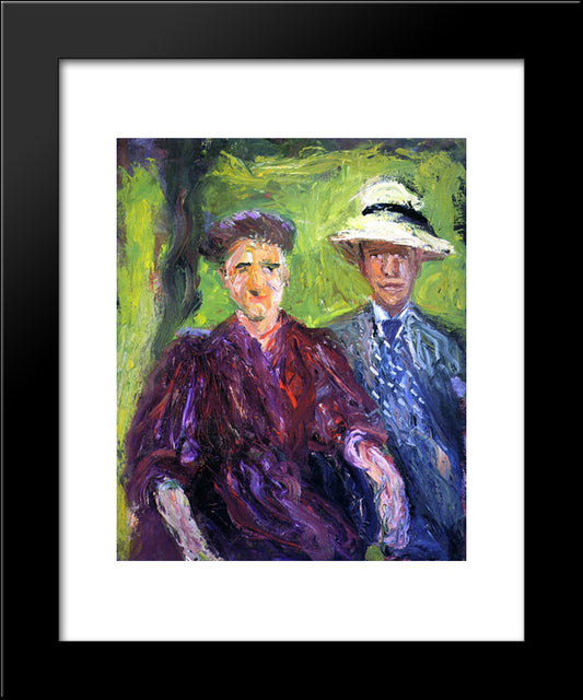 Double Portrait (Green Background) 20x24 Black Modern Wood Framed Art Print Poster by Gerstl, Richard