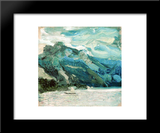 Lake Traunsee With The Schlafende Griechin Mountain 20x24 Black Modern Wood Framed Art Print Poster by Gerstl, Richard