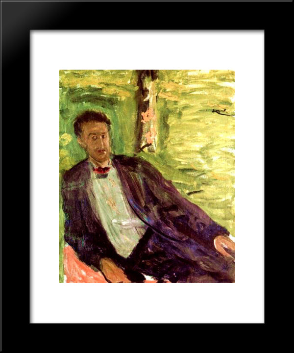 Portrait Of A Gentleman (Green Background) 20x24 Black Modern Wood Framed Art Print Poster by Gerstl, Richard