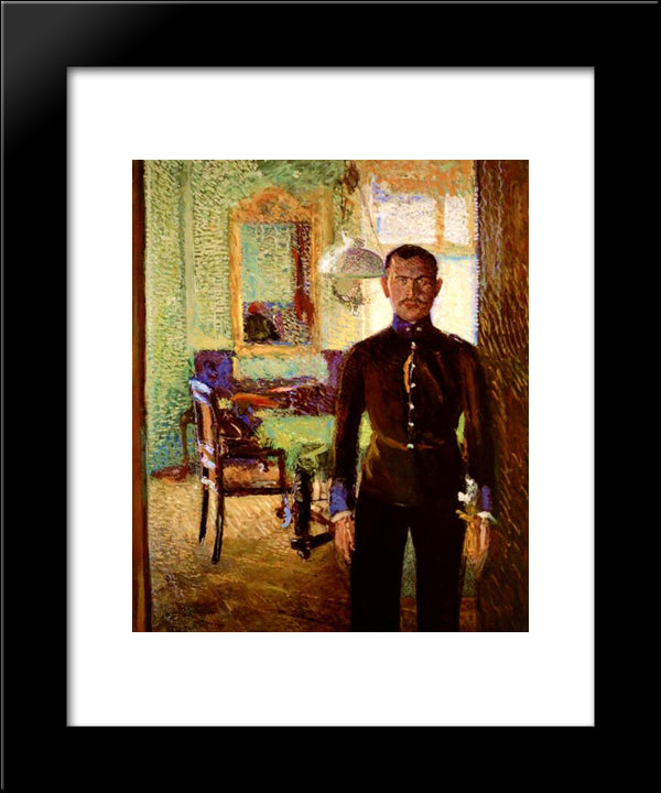 Portrait Of A Lieutenant (Alois Gerstl) 20x24 Black Modern Wood Framed Art Print Poster by Gerstl, Richard