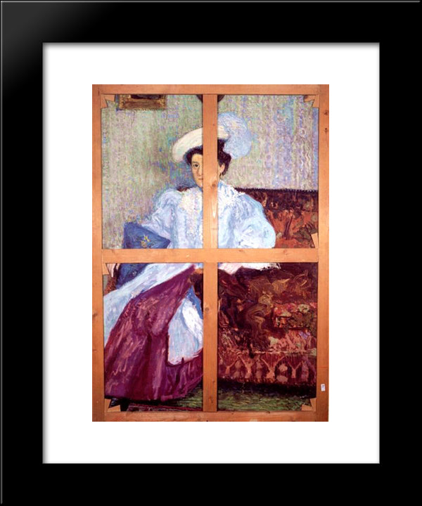 Portrait Of A Young Woman With Feather Hat 20x24 Black Modern Wood Framed Art Print Poster by Gerstl, Richard