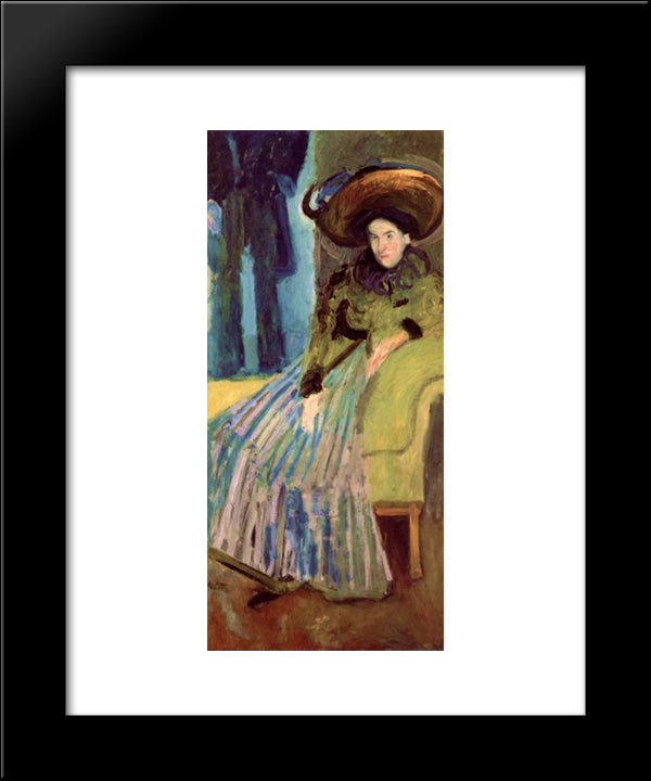 Seated Woman In Green Dress 20x24 Black Modern Wood Framed Art Print Poster by Gerstl, Richard