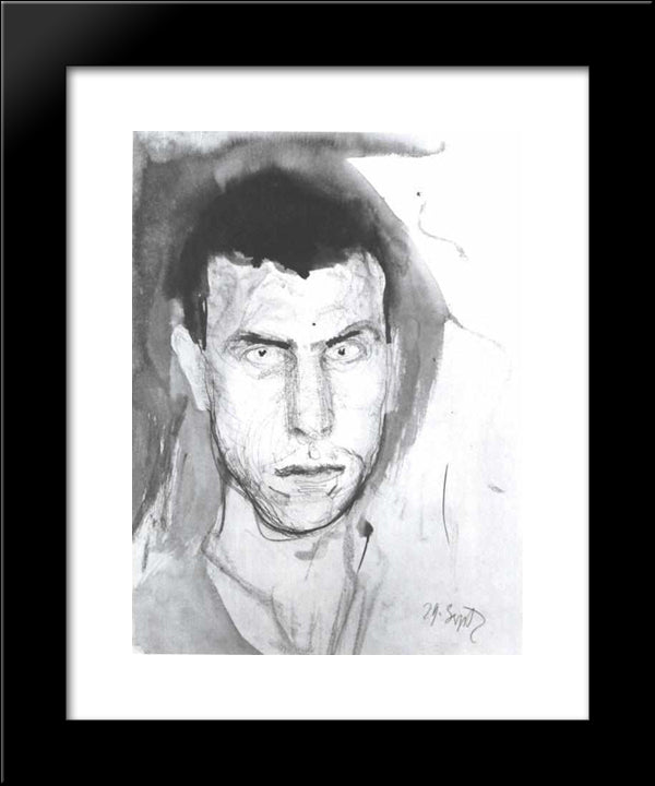 Self-Portrait 20x24 Black Modern Wood Framed Art Print Poster by Gerstl, Richard