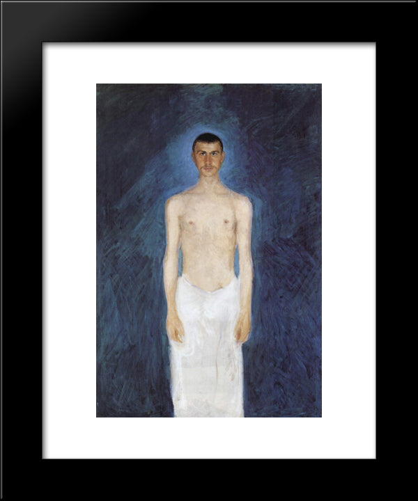 Self-Portrait In Front Of Blue Background 20x24 Black Modern Wood Framed Art Print Poster by Gerstl, Richard
