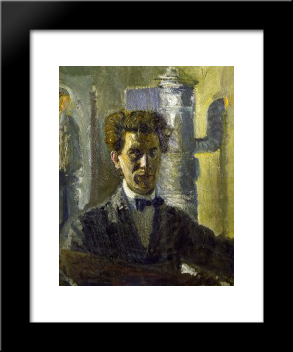 Self-Portrait In Front Of The Stove 20x24 Black Modern Wood Framed Art Print Poster by Gerstl, Richard