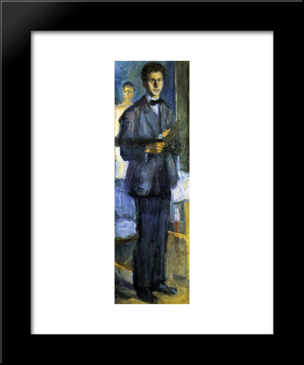 Self-Portrait With Palette 20x24 Black Modern Wood Framed Art Print Poster by Gerstl, Richard
