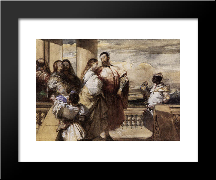 A Venetian Scene 20x24 Black Modern Wood Framed Art Print Poster by Bonington, Richard Parkes