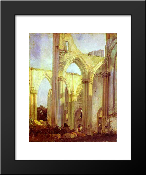 Abbey Of St. Berlin, Near St. Omer 20x24 Black Modern Wood Framed Art Print Poster by Bonington, Richard Parkes