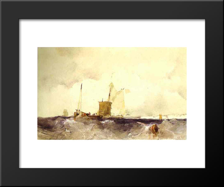 At The English Coast 20x24 Black Modern Wood Framed Art Print Poster by Bonington, Richard Parkes