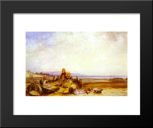 Beach In Normandy 20x24 Black Modern Wood Framed Art Print Poster by Bonington, Richard Parkes