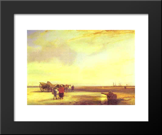 Boulogne Sands 20x24 Black Modern Wood Framed Art Print Poster by Bonington, Richard Parkes