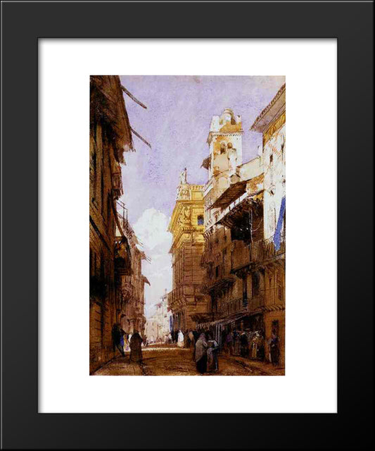 Corso Sant'Anastasia, Verona, With The Palace Of Prince Maffei 20x24 Black Modern Wood Framed Art Print Poster by Bonington, Richard Parkes