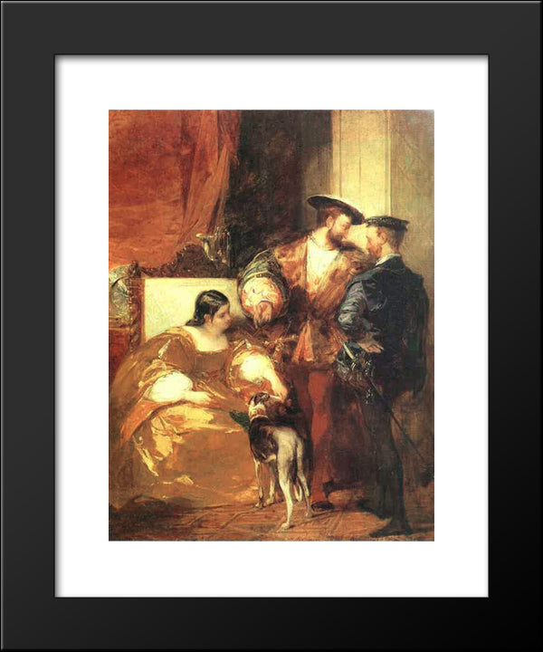 Francis I And The Duchess Of Etampes 20x24 Black Modern Wood Framed Art Print Poster by Bonington, Richard Parkes