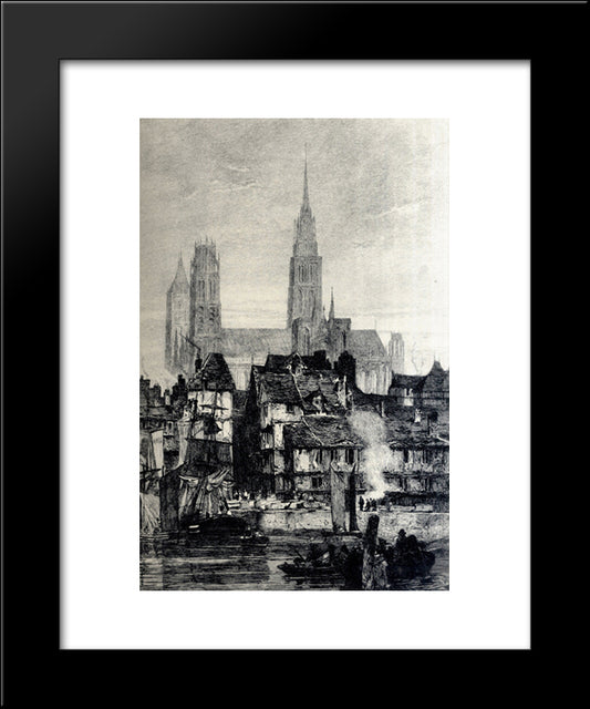 Front View Of The Cathedral 20x24 Black Modern Wood Framed Art Print Poster by Bonington, Richard Parkes