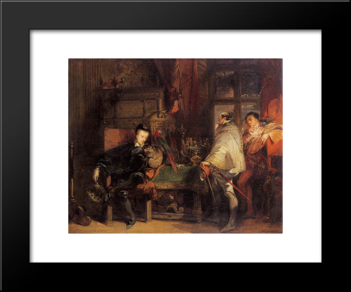 Henri Iii And Don Juan Of Austria 20x24 Black Modern Wood Framed Art Print Poster by Bonington, Richard Parkes