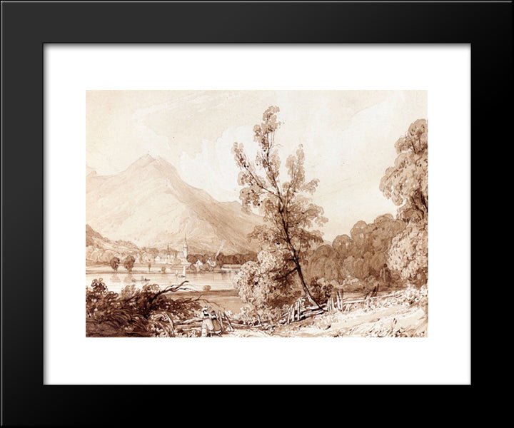 Lake Brientz And Interlaken 20x24 Black Modern Wood Framed Art Print Poster by Bonington, Richard Parkes