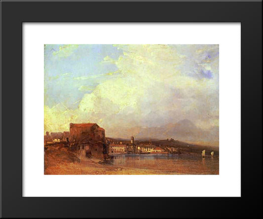 Lake Lugano 20x24 Black Modern Wood Framed Art Print Poster by Bonington, Richard Parkes