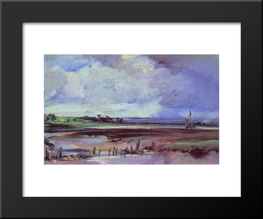 Les Salinieres By Trouville 20x24 Black Modern Wood Framed Art Print Poster by Bonington, Richard Parkes