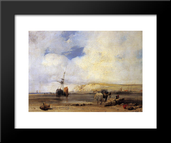 On The Coast Of Picardy 20x24 Black Modern Wood Framed Art Print Poster by Bonington, Richard Parkes