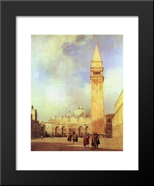 Piazza San Marco, Venice 20x24 Black Modern Wood Framed Art Print Poster by Bonington, Richard Parkes