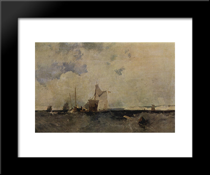 Seascape 20x24 Black Modern Wood Framed Art Print Poster by Bonington, Richard Parkes