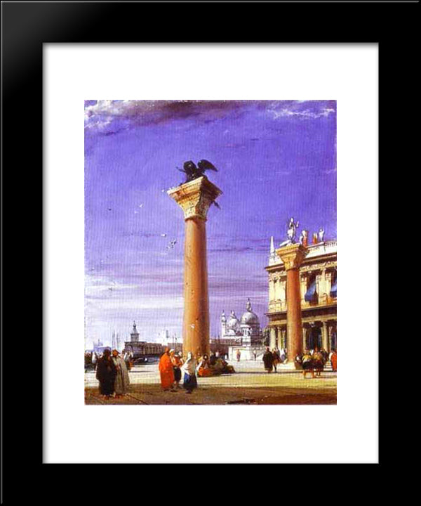 St. Mark'S Column In Venice 20x24 Black Modern Wood Framed Art Print Poster by Bonington, Richard Parkes