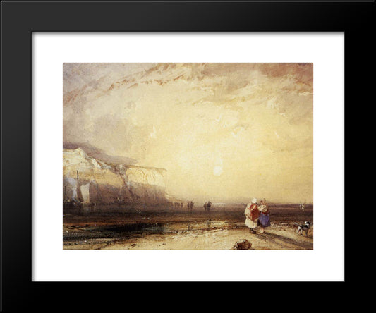 Sunset In The Pays De Caux 20x24 Black Modern Wood Framed Art Print Poster by Bonington, Richard Parkes