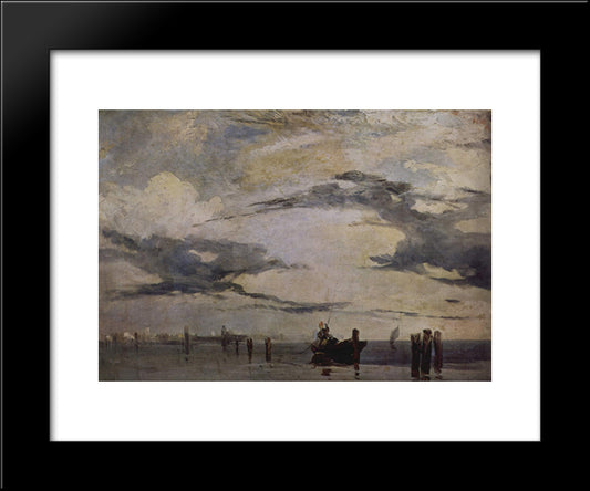 The Adriatic Coast 20x24 Black Modern Wood Framed Art Print Poster by Bonington, Richard Parkes