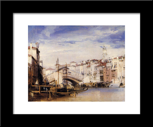 The Rialto, Venice 20x24 Black Modern Wood Framed Art Print Poster by Bonington, Richard Parkes