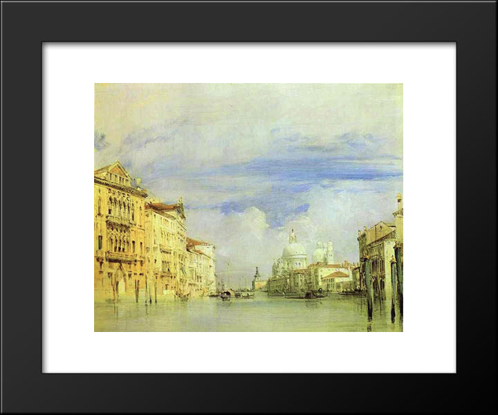 Venice. The Grand Canal. 20x24 Black Modern Wood Framed Art Print Poster by Bonington, Richard Parkes