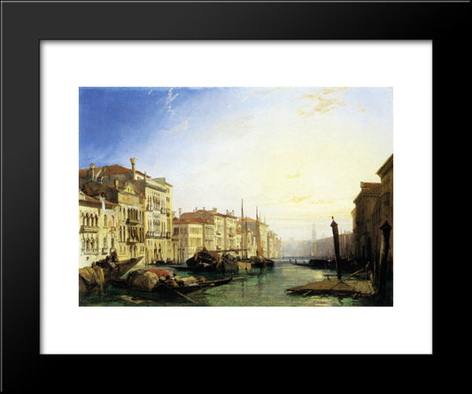 Venice Grand Canal, Sunset 20x24 Black Modern Wood Framed Art Print Poster by Bonington, Richard Parkes
