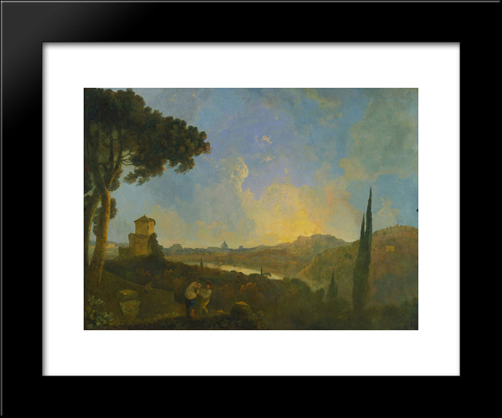 A View Of The Tiber With Rome In The Distance 20x24 Black Modern Wood Framed Art Print Poster by Wilson, Richard