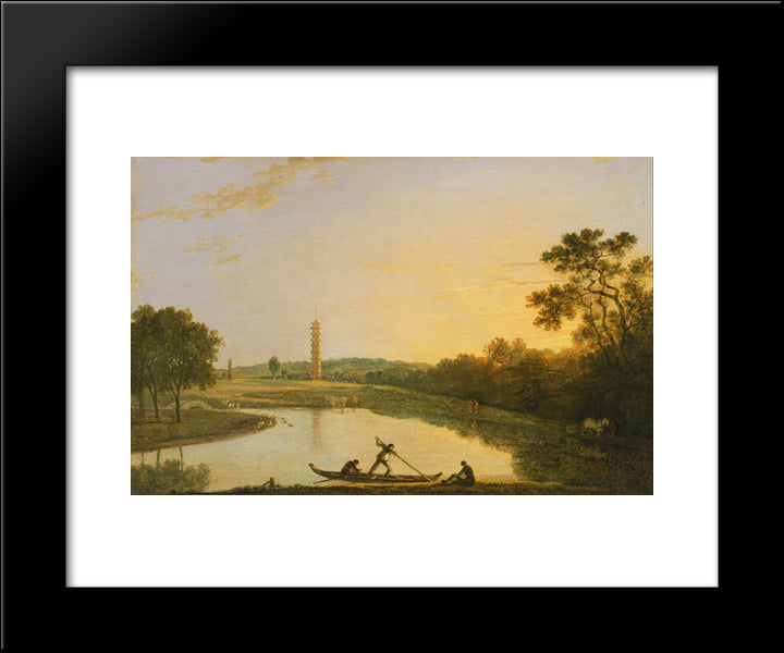 Kew Gardens The Pagoda And Bridge 20x24 Black Modern Wood Framed Art Print Poster by Wilson, Richard