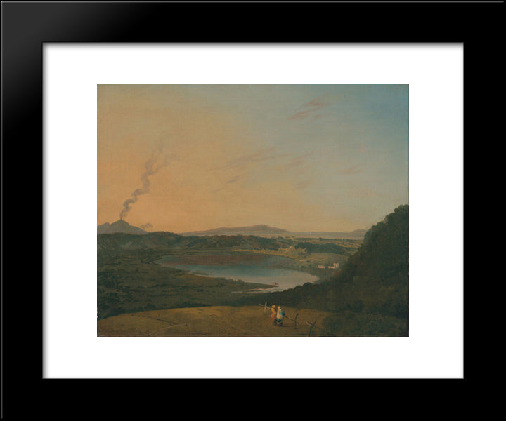 Lago D'Agnano With Vesuvius In The Distance 20x24 Black Modern Wood Framed Art Print Poster by Wilson, Richard