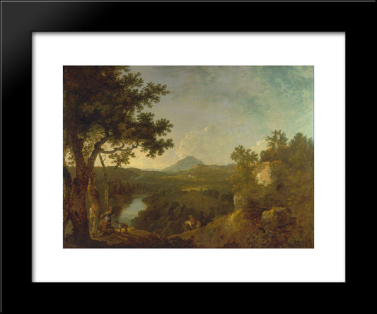 View Near Wynnstay, The Seat Of Sir Watkin Williams-Wynn, Bt. 20x24 Black Modern Wood Framed Art Print Poster by Wilson, Richard