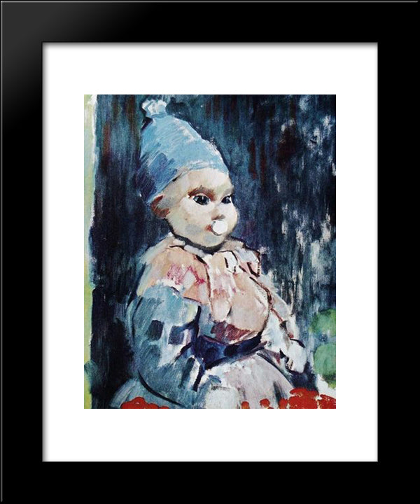 Baby With Blue Cap 20x24 Black Modern Wood Framed Art Print Poster by Wouters, Rik