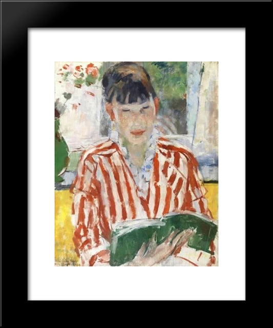 Reading Woman 20x24 Black Modern Wood Framed Art Print Poster by Wouters, Rik