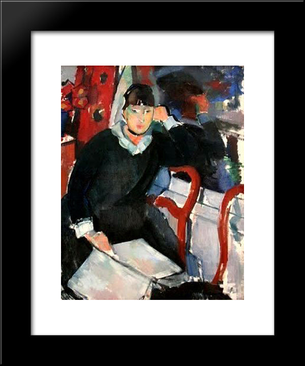 Seated Woman 20x24 Black Modern Wood Framed Art Print Poster by Wouters, Rik